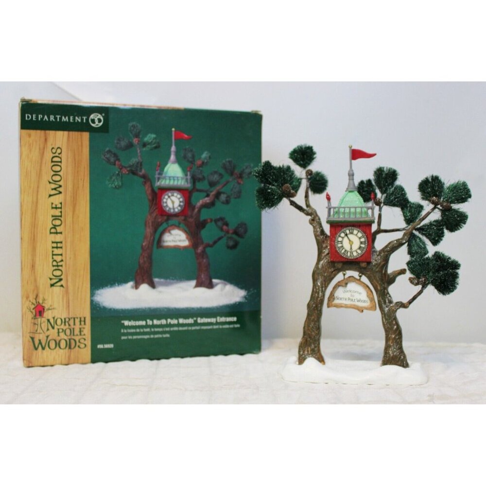 VTG 2000 Dept 56 Welcome to the North Pole Woods Gateway Entrance Porcelain Tree